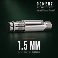 Capteur de proximité inductif Domenzi M16x1, 350 bars, tube de 73 mm de long, IP68, PNP NO, pour la détection de course de vérin hydraulique