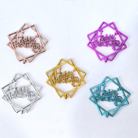 Fabrikpreis 3D Plastik Happy Birthday Cake Topper Diamantrahmen Stern Kursiv Schrift Geburtstagstorten-Dekoration Party-Feier