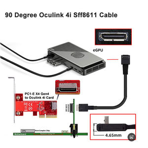 Lung Kay 42P oculink 4i PCIe 4.0 SFF-8611 90องศาเซ็ตอิเล็กทรอนิกส์มุมขวาเซิร์ฟเวอร์ SSD สายต่อข้อมูลชุบเงิน - Product Image 3