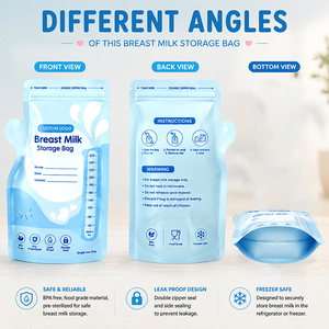 Bolsas Desechables para Almacenamiento de <span class=keywords><strong>Leche</strong></span> <span class=keywords><strong>Materna</strong></span>, con Cierre Hermético, Aptas para Congelador, Libres de BPA, Impresión Personalizada, PET/PE - Product Image 2