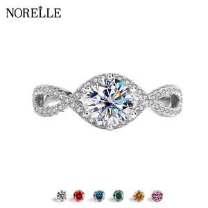 奢华925纯银扭臂GRA VVS Moissanite戒指经典亮切割钻石新娘承诺女性饰品 - Product Image 1