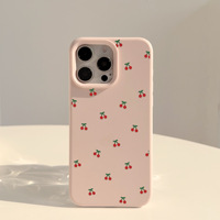 Coque de téléphone en TPU rose cerise mignonne et élégante, style Kawaii, fine, en gel souple, protection pour iPhone 16 Pro, femmes et filles