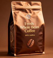 Sachet de café en aluminium refermable avec valve et impression en héliogravure pour grains entiers frais
