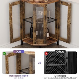 Estante <span class=keywords><strong>para</strong></span> vino, armario de esquina con puerta de malla, armario de barra de esquina con estante ajustable, armario de barra de licor <span class=keywords><strong>para</strong></span> el hogar - Product Image 6