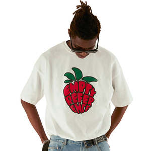 เสื้อยืดแฟชั่นวินเทจสีขาวพรีเมี่ยมดีไซน์เนอร์3D โลโก้ออกแบบได้ตามต้องการสำหรับผู้ชายและผู้หญิงผ้าคอตตอน100% ถัก - Product Image 2