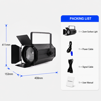 Projecteur LED COB Zoom 200W DMX512 IP20 à indice de rendu des couleurs élevé pour éclairage de scène, idéal pour les salles de conférence et studios