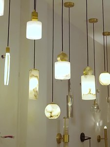 Brass Spanish Alabaster Pendant Light Simple Modern Restaurant Decoration Lighting Natural Marble <strong>Copper</strong> Indoor Bedside <strong>Lamp</strong> - Product Image 3