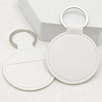 Porte-clés rond en cuir PU, porte-clés en cuir, badge, médaille, pièce commémorative, housse de protection, pendentif, logo personnalisable