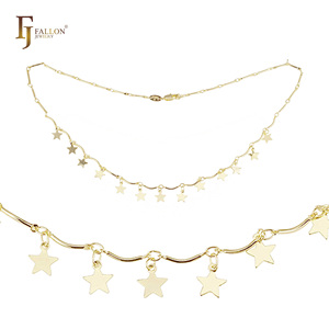 Collar de Eslabones con Barras y Estrellas de Joyería de Moda FJ Fallon 54190364, Chapado en Oro de 14K sobre una Base de Latón - Product Image 1