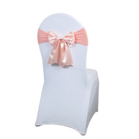 Ceintures de chaise en spandex doré pour mariage, nœud de chaise pré-attaché, ceinture à boucle et ruban, nœud de chaise en satin pour la décoration de mariage