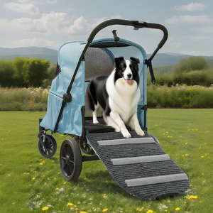 Yeni tasarım mavi toptan 600D Oxford demir köpek Pram katlanır taşıyıcı evcil hayvan arabası büyük köpek için - Product Image 5