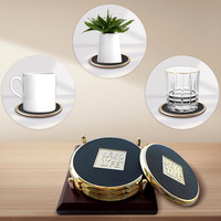 Sous-verres en gros de luxe avec bordure dorée – Sous-verres irréguliers personnalisés avec logo imprimé UV, isolants thermiquement et antidérapants, promotionnels