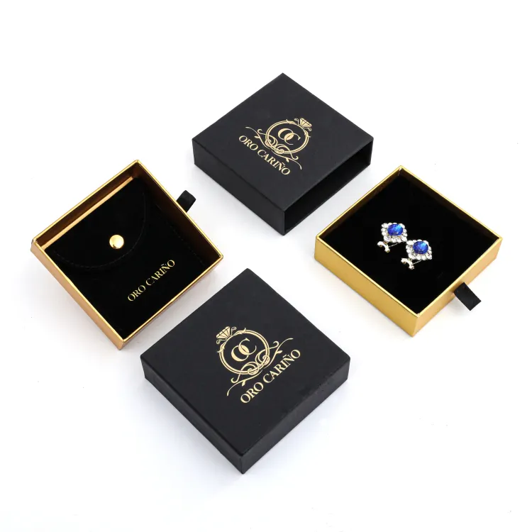 Kotak Laci Kotak Hadiah Perhiasan Emas, Kemasan Kotak Perhiasan dengan Sisipan Busa