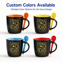Mug en céramique souvenir touristique style Îles Cayman (Royaume-Uni) avec cuillère, personnalisable, OEM, ODM, vente en gros