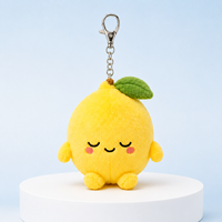 Porte-clés en peluche réaliste en forme de citron de 10 cm - Design mignon, rembourrage en coton PP doux, emballage personnalisé avec logo, unisexe