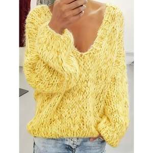 Pull ample à col en V en fourrure synthétique pour femme, vert, taille 0XL - Product Image 2