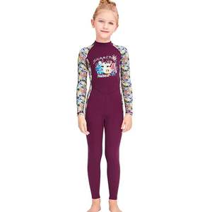 Combinaison de protection UV à manches longues pour filles, en spandex/nylon, avec fermeture éclair au dos, imprimée, pour la plage, le surf et la plongée en apnée - Product Image 2