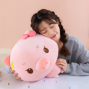Almohada de Peluche de Cerdo Redondo Kawaii al por Mayor, Lindo Cerdo Regordete de Peluche con Lazo, Decoración para Dormitorio de Niñas y Regalo de San Valentín - Product Image 2