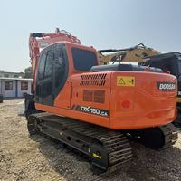 Excavatrice sur chenilles Doosan DX150LCA d'occasion, 15 tonnes, engin de terrassement moyen, pelle sur chenilles Doosan d'occasion, origine Corée
