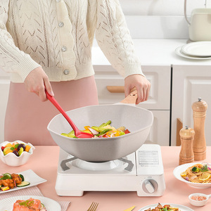 Maifan Stone Non-Stick Octagonal Wok Flat Bottom <b>Induction</b> Compatible Frying <b>Pan</b> For Cooking Stir <b>Fry</b> Vegetables Meat - Product Image 1