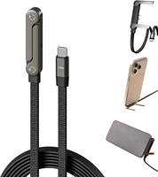 Câble USB Type C pliable Taipuxi Elbows Phone 240w à charge rapide, câble Type-C vers C à charge rapide avec support de téléphone pliable
