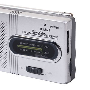 Factory Silver Retro AM FM Two Band <b>Pocket</b> Radio with Built In Speaker Telescopic Antenna and Lanyard Elderly Friendly Radio - Product Image 2