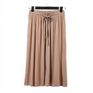 Pantalones de pierna ancha de cintura alta para mujer, de punto, de color liso, holgados, largos, con cordón, informales, de verano - Product Image 5