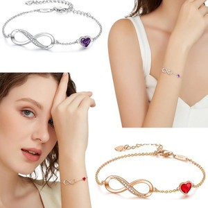 Pulsera de Plata 925 con Corazón y Circonita, Diseño Infinito de 8 Caracteres, para Mujeres y Niñas, Moda 2025 - Product Image 1