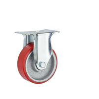 Roues pivotantes à frein en PU rouge avec noyau en fer, de 75 mm, 100 mm, 125 mm, à usage moyen, capacité 80-100 kg, pour chariot de transport