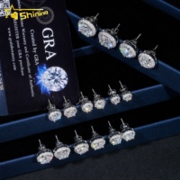 Pendientes de Botón de Diamante Moissanita con Diseño de Halo en Plata 925 de 6.5MM, 8MM y 9MM, Estilo Hip Hop de Gran Venta