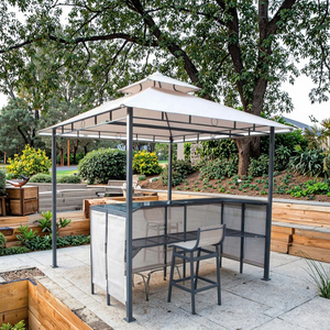 Leisure 240X240X260cm Metal <b>Garden</b> Gazebo With <b>Table</b> Bar Chair Canopy & Pergola Outdoor Furniture - Product Image 4