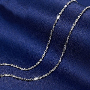 Catena in Argento Sterling 925 con Maglie Intrecciate Stile Singapore Effetto Onda d'Acqua 16 " /18 " - Product Image 4