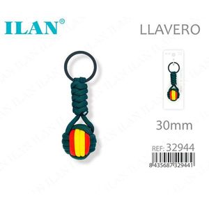 Portachiavi Ilan con Sfera da 30mm, Cordino Verde Scuro e Design Bandiera Spagnola - Product Image 1