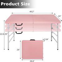 IUNNDS Portable 4 Ft Table pliante en plastique robuste Table utilitaire pliante en demi poignée de transport à hauteur réglable pour