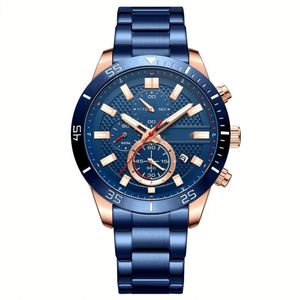 Reloj de Pulsera de Cuarzo Analógico para Hombre, de Acero Inoxidable, Resistente al Agua, con Cronógrafo, Fecha y Agujas, para Asuntos Comerciales - Product Image 1