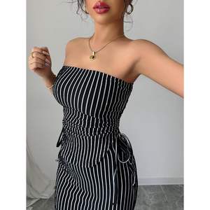 Conjunto de Top Tubo a Rayas y Falda Larga para Mujer 2026, Cintura Alta, Sin Mangas, Control de Abdomen, Prenda Moldeadora para Salir - Product Image 3