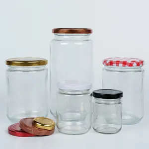 Supplier 300ml Clear Round Food Grade Glass Honey Jars With Screw Top Lid