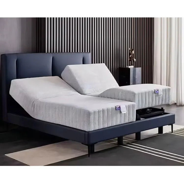 Yatak meşe motoru ile bölünmüş kral ayarlanabilir yatak yatak tabanı ile kontrol edilebilir ayarlanabilir king-size yatak çerçeve