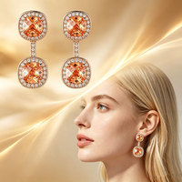 G814B Charmes de luxe élégants pour mariages et événements, boucles d'oreilles pour femmes en laiton avec fleur bleue magnifique, boule mignonne, Zircon cubique DUBAI