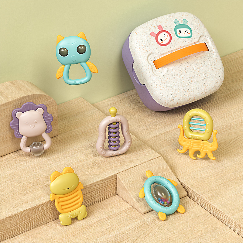 Детские грызунки Tumama, 6 шт., с футляром для хранения, безопасные, без бисфенола А, силиконовые игрушки, Набор детских погремушек