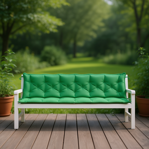 Coussins de banc d'extérieur en tissu Oxford vert, lot de 2, rectangulaires, matelassés, amovibles, lavables, utilisables toute l'année - Product Image 2