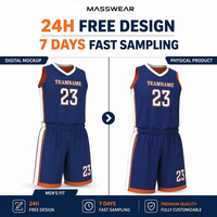 Maillot de basketball réversible personnalisé bleu marine et orange, sublimation Dye-Lock double face, uniforme d'élite pour kit sportif universitaire