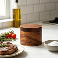 Boîte à sel en bois d'acacia avec couvercle magnétique, petite boîte en bois, boîte à sel en bois d'acacia