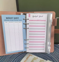 Carnet A6 en cuir PU, classeur à feuilles mobiles rechargeable, portefeuille à monnaie avec fermeture éclair, couverture souple, défi d'épargne 100 enveloppes