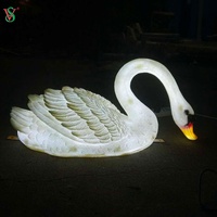 유리 섬유 FRP Led Cisne para la Decoracion al aire libre 3D 동물 섬유 유리 섬유 유리 섬유