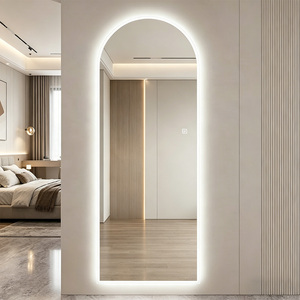 Miroir LED mural sans cadre à trois couleurs d'éclairage, avec interrupteur tactile intelligent, miroir de corps entier pour chambre à coucher - Product Image 3