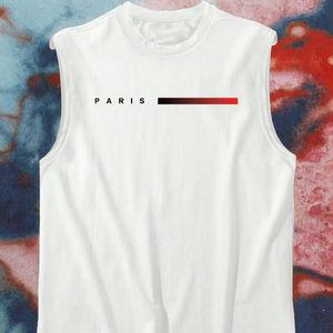 Camiseta sin Mangas para Hombre, Estampado de Moda Parisina, 100% Poliéster, Impresión Digital, Transpirable, 3D, Absorbente de Sudor, Tejido Ligero - Product Image 3