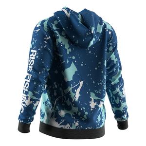 Men's <b>Blue</b> Camo <b>Long</b> <b>Sleeve</b> Jersey Waterproof Fishing Shirt Hoodie with Plus Size Option - Product Image 2