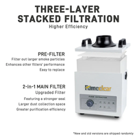 FUMECLEAR FC 100A 100W Neuer Tragbarer Nagelstudio-Staub- und Rauchabsauger mit Doppelfilter (HEPA Aktivkohle) Leise 52dB für Wimpernverlängerung