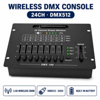 Contrôleur DMX sans fil 24 canaux DMX512 2.4G 300m, console d'éclairage de scène avec batterie intégrée, fader MASTER pour fêtes, mariages, bars